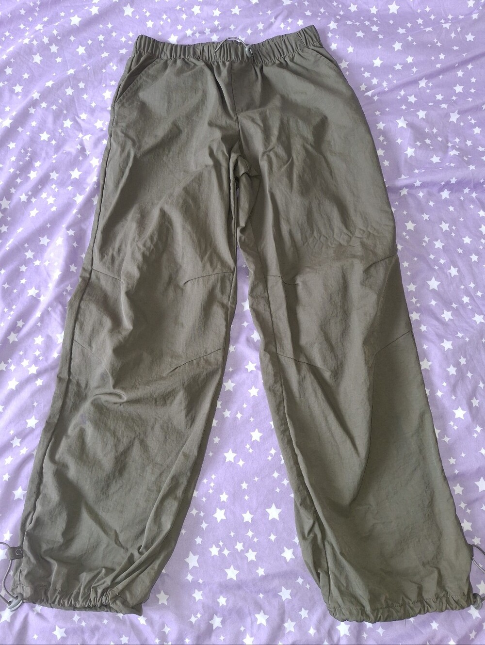 NOBO Olive Green Elastic Waist Utility Joggers
